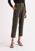 Paisie Cropped Button Detail Trousers in Army Green